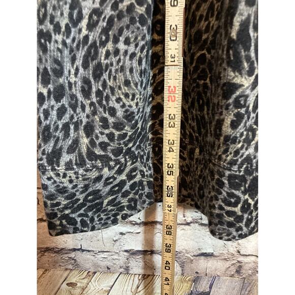 New Directions Sweater Dress Womens XL Gray Cheetah Leopard Cowl Neck Stretch - Picture 10 of 14